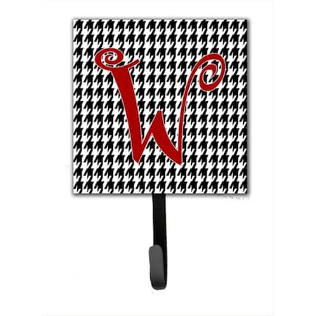 Jensendistributionservices Letter W Initial Monogram - Houndstooth Black Leash Holder Or Key Hook MI1712280
